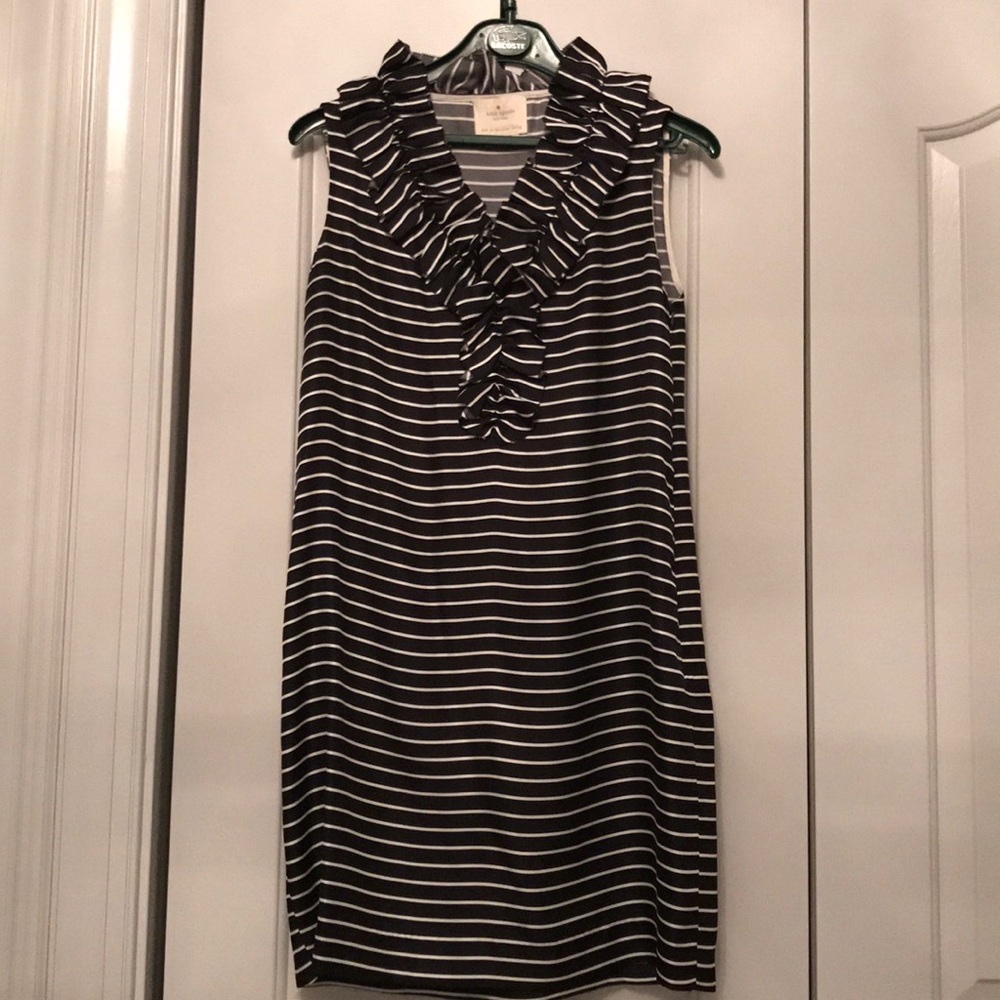 Kate Spade navy white striped silk dress
